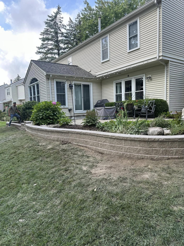 Greener Grounds Lanscape brick wall and landscaping.