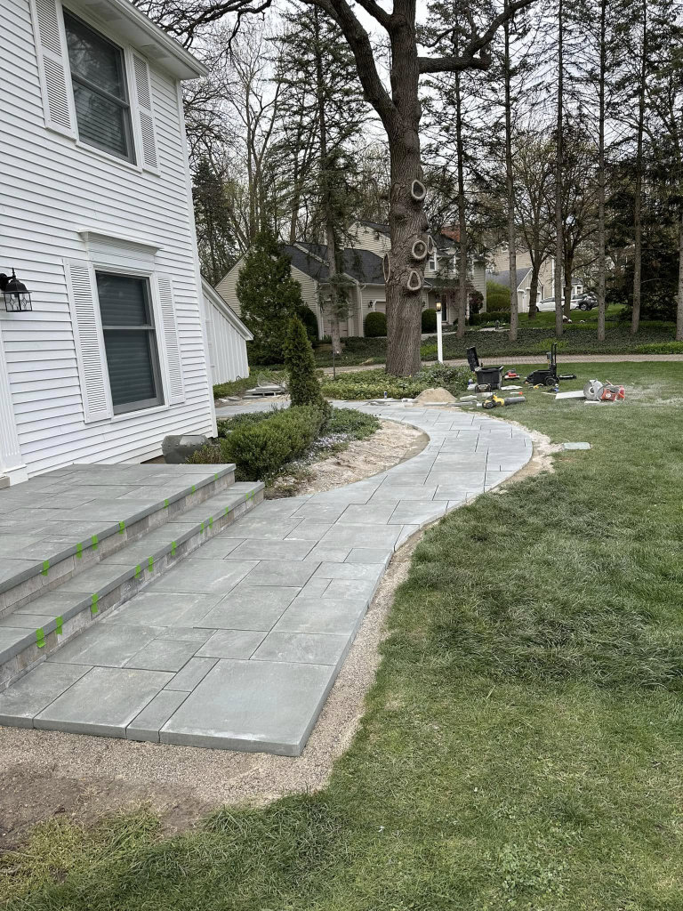 Greener Grounds Lanscape brick walkway and steps.
