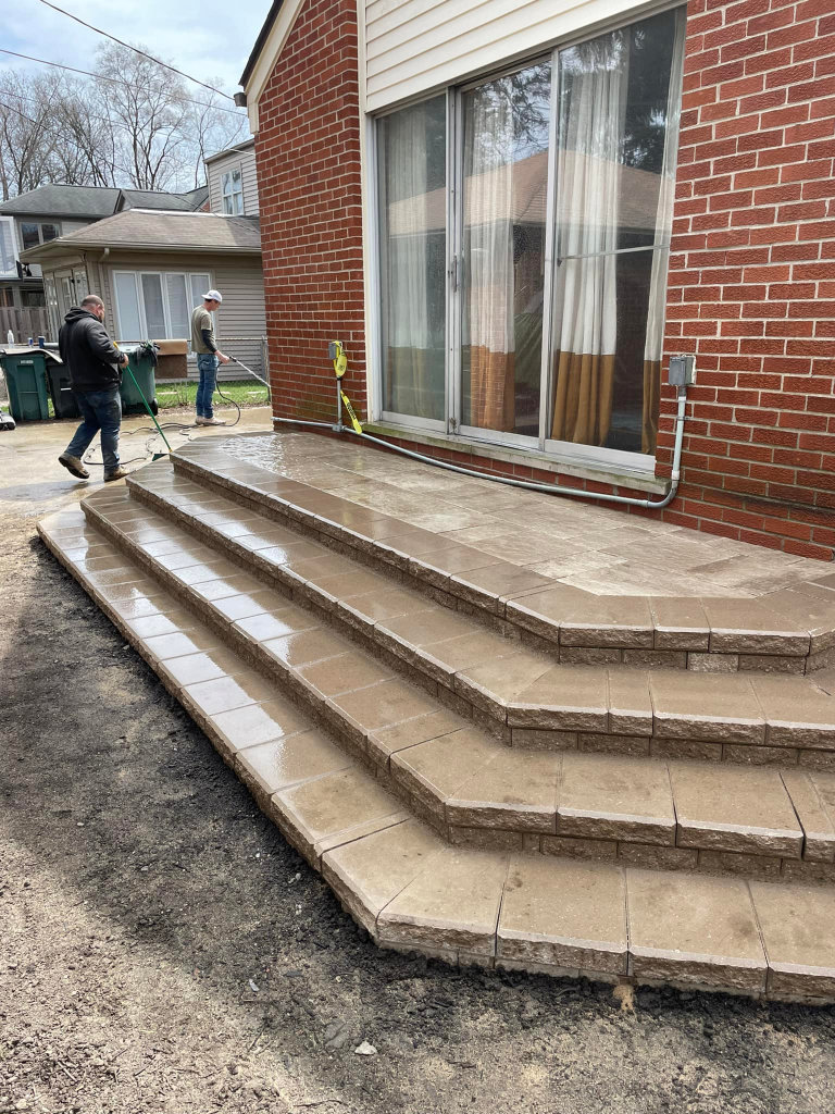 Greener Grounds Lanscape brick steps.